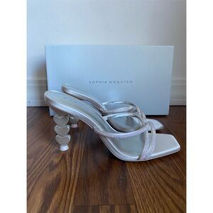 Sophia Webster Silver Heart-Stack Heel Strappy Sandals - Wifey For Lifey